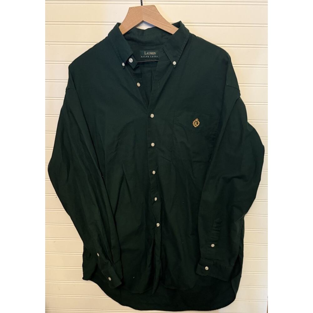 Polo Ralph Lauren Crest Button Down Dress Shirt Men’s Large Green Label
